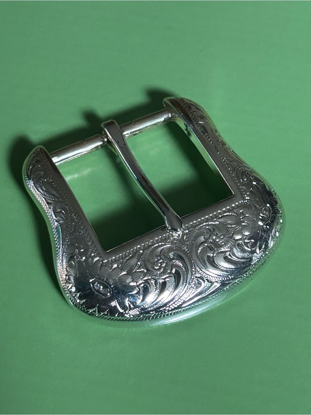 Engraved Silver Western Belt Buckle